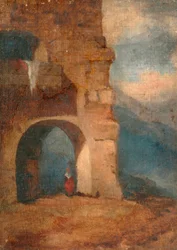 Italienischer Bauer im Steinbogen, 1880-1900