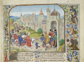 Isabella von Frankreich wird von ihrem Bruder Karl IV. in Paris empfangen, ca. 1470-1475