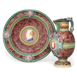 Ein Minton Majolika-Krug und Stand