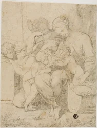 Heilige Familie mit dem kleinen Johannes dem Täufer und Engeln