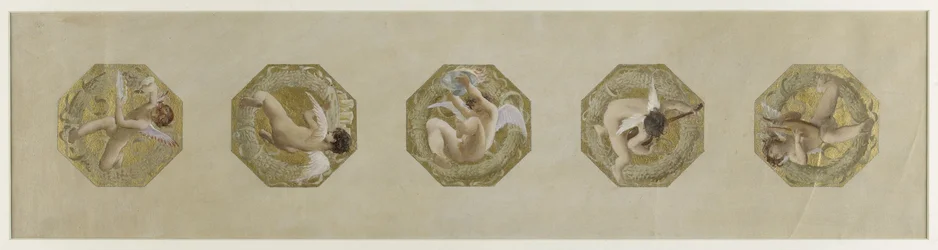 Skizze für das Hôtel de Ville de Paris, Festtreppe: Genies mit Festattributen, ca. 1888