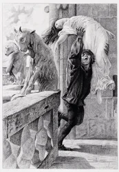 Quasimodo rettet Esmeralda - in „Notre Dame de Paris“ von Victor Hugo
