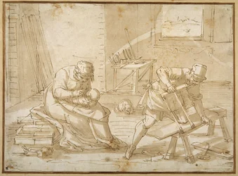 Studie für die Heilige Familie in der Werkstatt des Zimmermanns