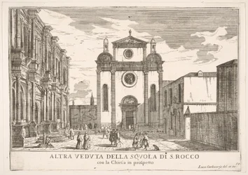 Blatt 38: Ansicht der Fassade der Kirche St. Roch und links die Fassade der Schule
