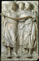 La cantoria oder singende Kinder im Chor - Marmorrelief von Luca della Robbia (ca. 1400-1482), Quattrocento
