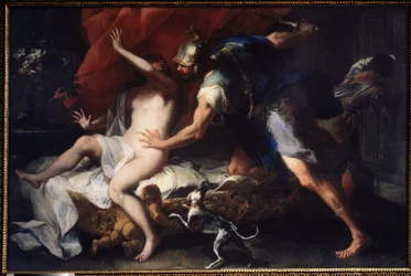 Die Vergewaltigung der Lucretia (Lucrezia, Lucretia, römische Dame), Opfer der Gewalttaten ihres Cousins Sextus Tarquinius, des Sohnes von Tarquinius Superbus. 17. Jahrhundert, Staatliches Kunstmuseum, Tula, Russland