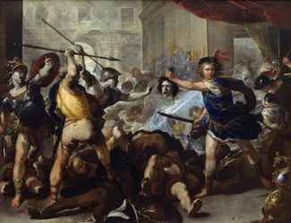 Perseus verwandelt Phineas und seine Anhänger in Stein (ca. 1680)