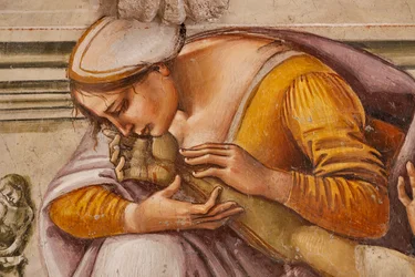 Beweinung des toten Christus zwischen den beiden Heiligen von Orvieto (S. Parenzo rechts und S. Faustino links) (Detail)