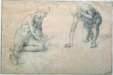 Zwei nackte Männer hocken