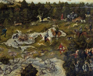 Jagd zu Ehren von Karl V. auf Schloss Torgau in Deutschland (Detail)