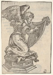 Eine Silberstatuette eines Engels, der die Harfe spielt, aus der Großen Serie der Wittenberger Reliq..., 1509
