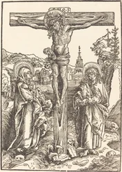 Christus am Kreuz zwischen der Jungfrau und dem heiligen Johannes