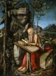 Der Heilige Hieronymus in felsiger Landschaft