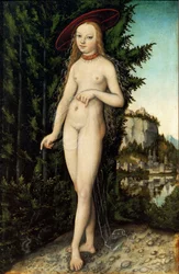 Stehende Venus in einer Landschaft