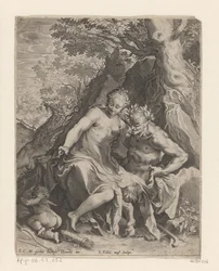 Nymphe auf dem Knie eines Satyrs