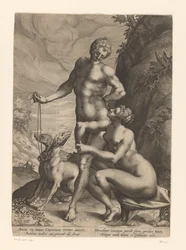 Venus und Adonis mit zwei Hunden