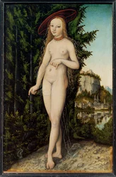 Venus, stehend in einer Landschaft