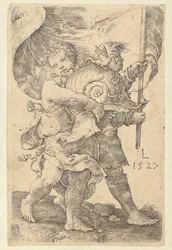 Zwei Jungen mit Helm und Standarte, 1527