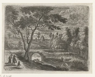 Landschaft mit einer Ruine einer Brücke