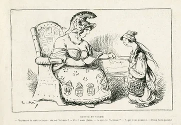 Illustration in Le Rire, 01/11/13 - Europa und Serbien - Krieg von 14-18 (Gravur)