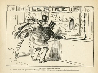 Illustration in Le Rire, 20/04/12 - Die Ausstellungskritik - Kunst, Malereiausstellungen, Karikaturenausstellungen - Kunstkritiken (Gravur)