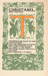 Eragny Press: Eröffnungsseite von Coleridges Christabel, 1895-1914