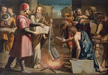 Der heilige Paulus und das Verbrennen heidnischer Bücher in Ephesus