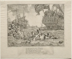 Die Personifikation von Amsterdam reitet in Neptuns Wagen