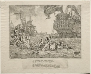 Die Personifikation von Amsterdam reitet in Neptuns Wagen, 1701
