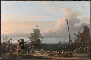 Niederländische Schiffe auf der Reede von Texel; in der Mitte die 