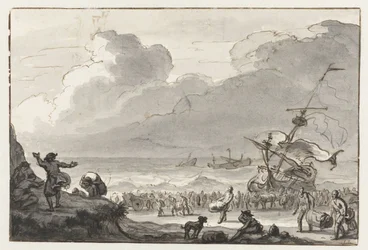 Ladung eines Schiffes wird an Land gebracht