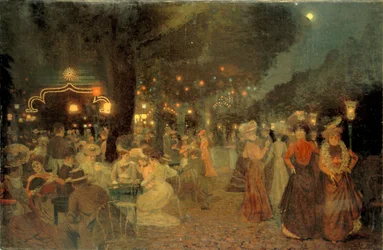 Der Garten des Bullier-Balls, bei Nacht