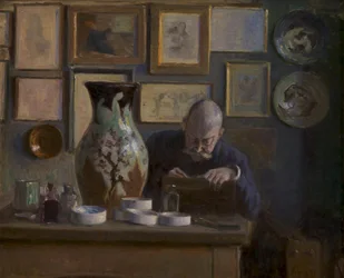 Der Architekt Thorvald Bindesbøll in seinem Arbeitszimmer