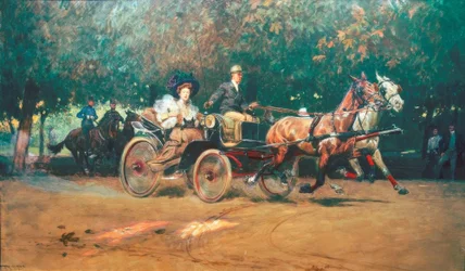 Frau Sacher im Zweispänner