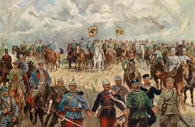 Die alliierten Monarchen mit ihren Kommandanten im Ersten Weltkrieg
