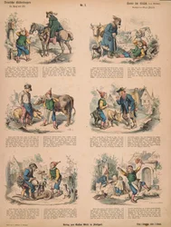 Hans im Glück (nach den Brüdern Grimm), Nr.213 aus Muenchener Bilderbogen veröffentlicht von Braun & Schneider, München, 1880