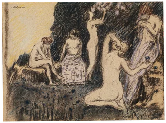 Landschaft mit fünf nackten Frauen
