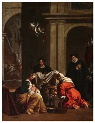Nordtransept, Altar von San Rocco 1635, 45, Genovesino 1645, Geburt des Heiligen Rocco, Gemalt unten links