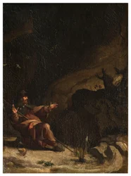 Nordquerhaus, Altar des San Rocco 1635, 45, San Rocco wird von den Tieren in der Wüste besucht, Gemalt unterer rechter Teil