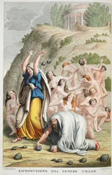 Restaurierung der Menschheit oder Riproduzione del Genere Umano, Buch I, Illustration aus Ovids Metamorphosen, Florenz, 1832