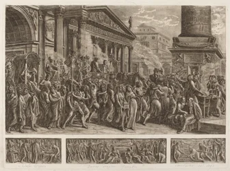 Die Asche von Trajan in einem Triumphzug getragen