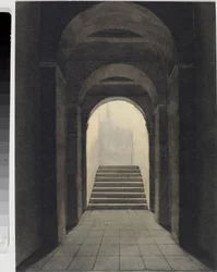 Perspektive des Korridors im Kapuzinerkloster in Genua