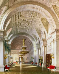 Ansicht der Weißen Halle im Winterpalast in St. Petersburg, 1865