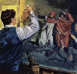 Eugène Delacroix malt "Dante und Virgil"