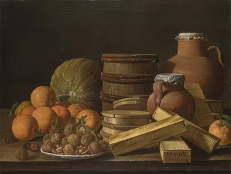 Stilleben mit Orangen und Walnüssen