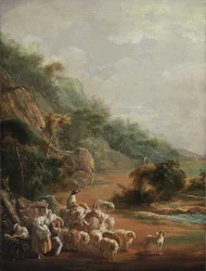 Szene mit Dorfbewohnern (Fragment)