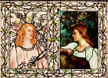 Frühling und Herbst, hergestellt von Tiffany Glass & Manufacturing Co., ca. 1892