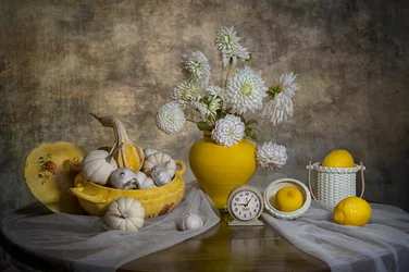 Zitronen Dahlien Ernte