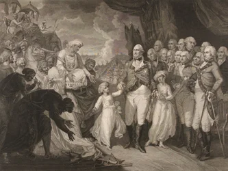 Der Marquis Cornwallis empfängt die Geiselprinzen, Söhne von Tippoo Sultan