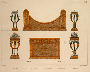 Möbeldesigns, graviert von Mme Soyer, Platte 28 aus 